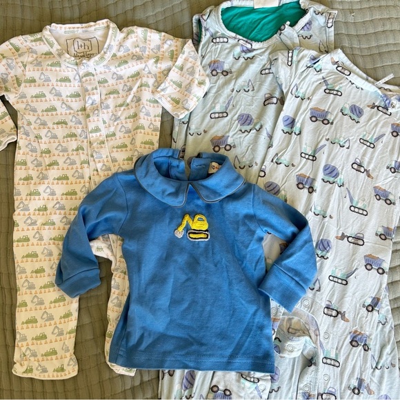 Boys Construction Truck Vehicles Bundle of Pajamas and Knit Shirt Peter Pan - Picture 1 of 5